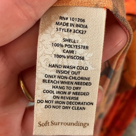 🚫SOLD🚫Soft Surroundings Orange Sheer Beaded Caftan or Swim Cover PL/PXL - Picture 7 of 9